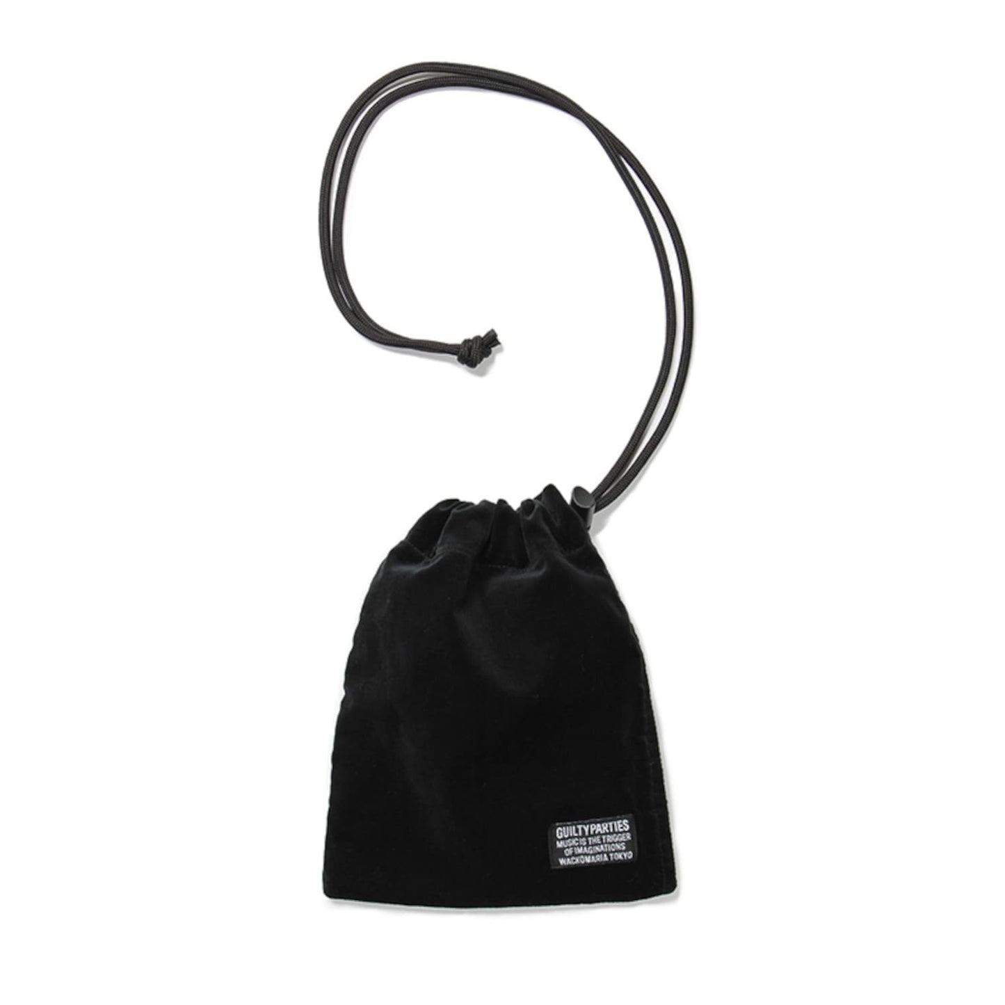 黒無地のベロア生地で仕立てたショルダーポーチ 23FW-WMA-BG07