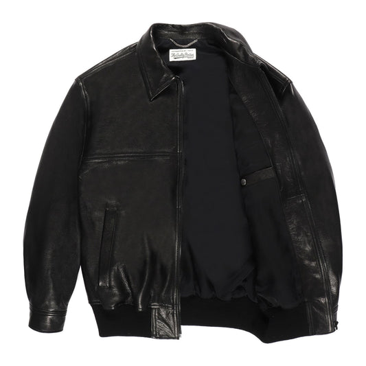 柔らかなカウハイドで仕立てたA2タイプのレザージャケット 23FW-WMO-BL01-BLACK-Front2
