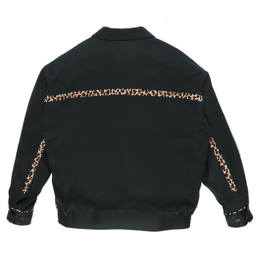 グリーンボディーの要所にレオパード柄のベロア生地で切替しを施したウエスタンジャケット (タイプ2) 23FW-WMO-BL12 Back