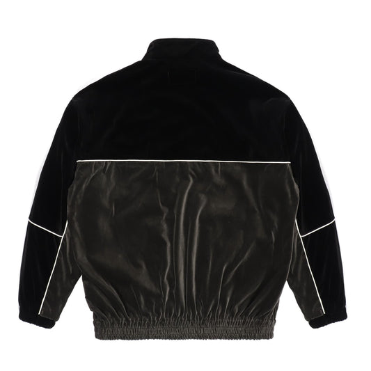 ブラックとグレー2色のベロア生地で仕立てたベルベットトラックジャケット 23FW-WMO-TJ02-BACK