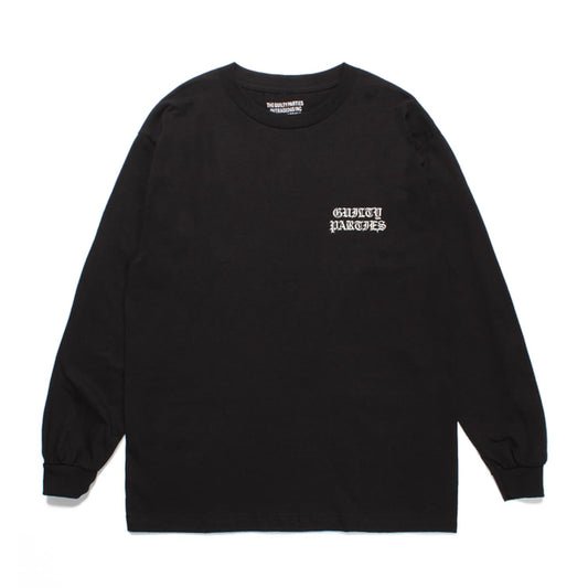 左胸にロゴ刺繡を施したロングスリーブTシャツ タイプ1 23FW-WMT-LT01-BLACK