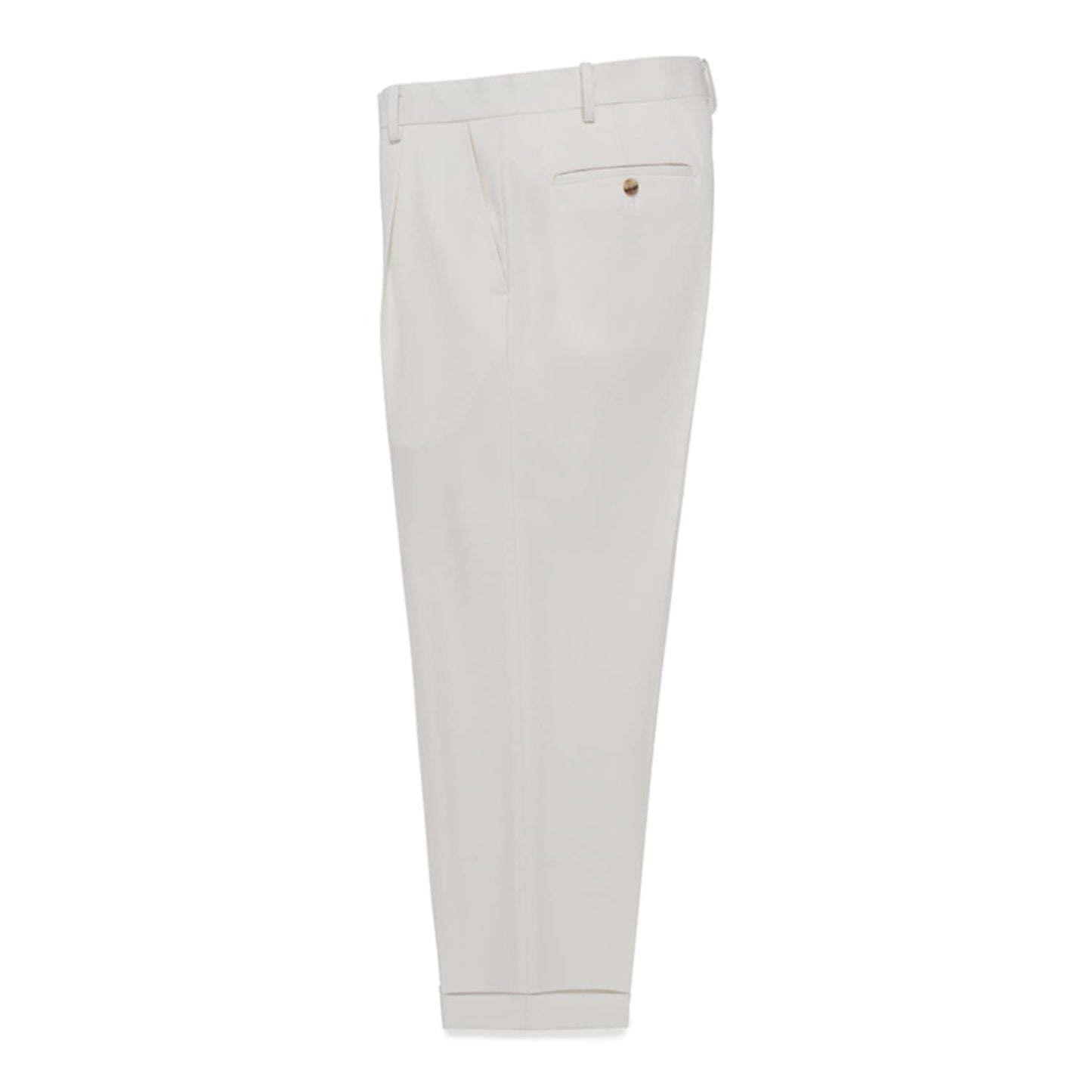 フランスの高級生地メーカー「ドーメル」社製の生地で仕立てたプリーツトラウザー タイプ2 (ホワイト) 23SS-WMP-TR01-Side