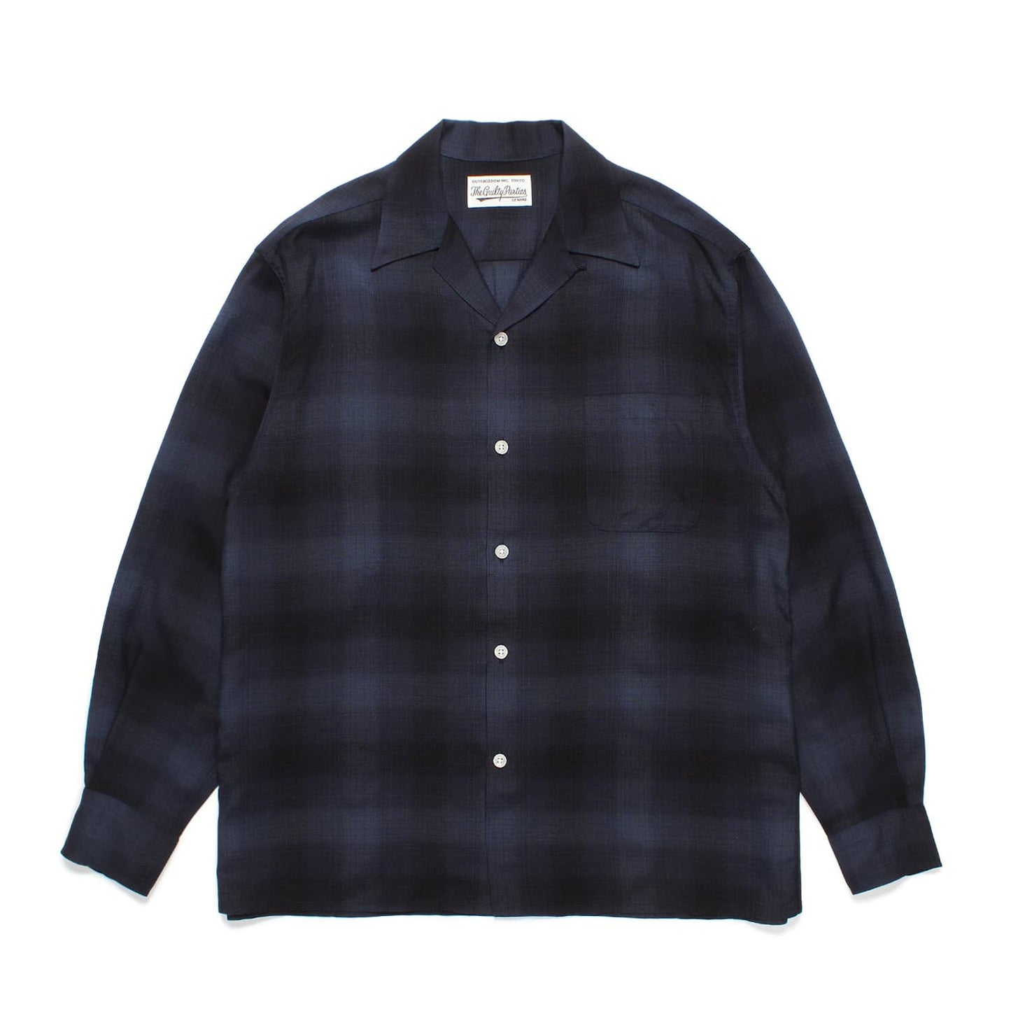 WACKO MARIA(ワコマリア)2024年秋冬コレクション「天国東京」から、絶妙なグラデーションを持ったオンブレチェック柄レーヨン100%の生地で製作された長袖オープンカラーシャツ、OMBRE CHECK OPEN COLLAR SHIRT (TYPE-4) 24FW-WMS-OC04を入荷。