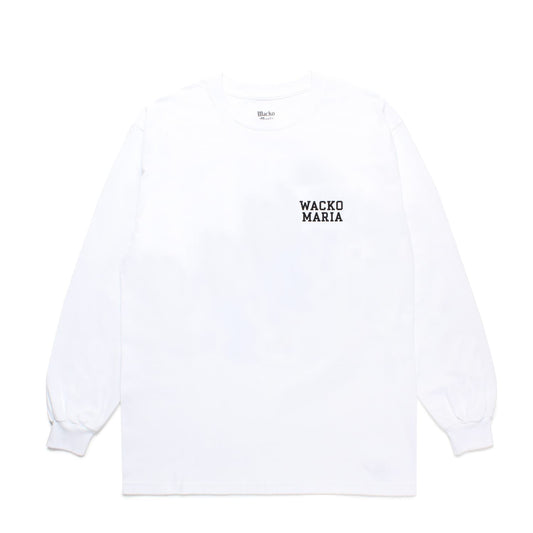 WACKO MARIA(ワコマリア)2024年 秋冬コレクション「天国東京」から、ロングスリーブTシャツLONG SLEEVE T-SHIRT TYPE-3 24FW-WMT-LT06をホワイトを入荷致しました。
Alstyle Apparel & Activewear(通称AAA)のTシャツボディを使用し、背中と左胸にWACKO MARIAのロゴをプリント。前面。