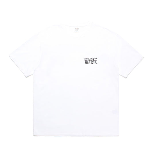 WACKO MARIA(ワコマリア)2024年 秋冬コレクション「天国東京」から、WASHED HEAVY WEIGHT T-SHIRT (TYPE-2) 24FW-WMT-WT02を入荷致しました。
ウォッシュド加工を施した肉厚の半袖Tシャツボディを使用し、背中と左胸に「WACKO MARIA」のロゴをプリント。前面。