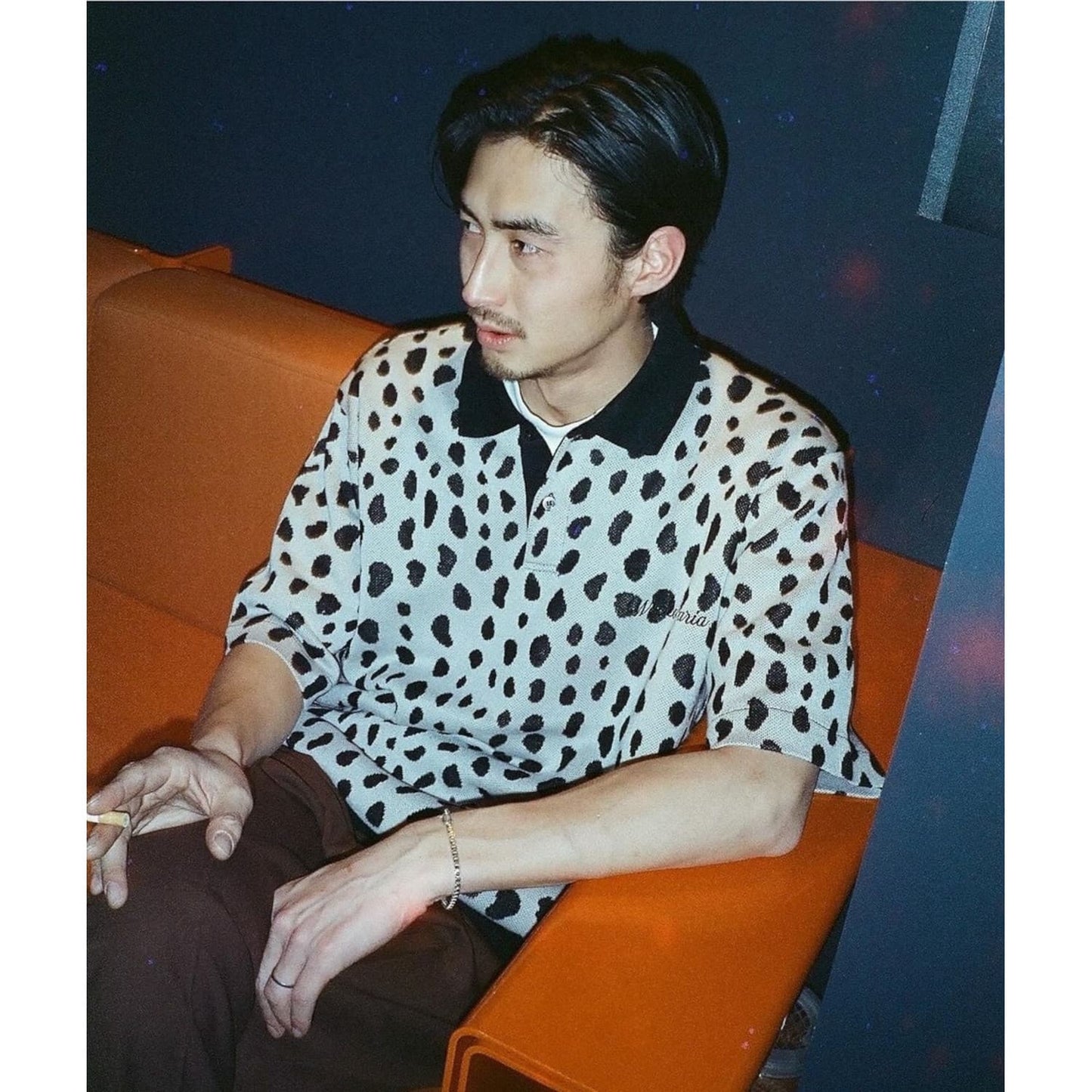 WACKO MARIA | LEOPARD KNIT JACQUARD POLO SHIRT | 24SS-WMK-KN10