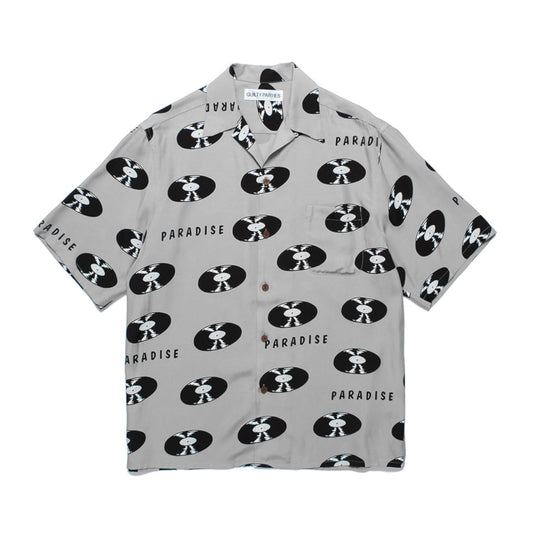 WACKO MARIA2024年春夏コレクション-レコード柄ハワイアンシャツ タイプ4 24SS-WMS-HI04-GRAY