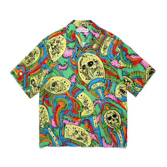 WACKO MARIA2024年春夏コレクション-タトゥーアーティストの「ティムリーハイ」とのコラボレーションハワイアンシャツ タイプ5 24SS-WMS-HI05-GREEN