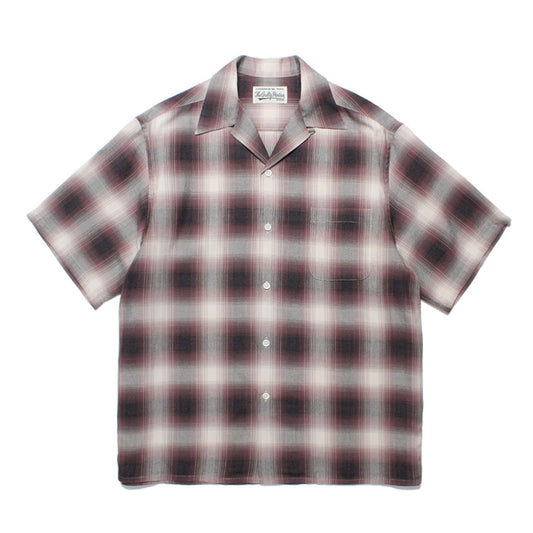 WACKO MARIA2024年春夏コレクション-絶妙な配色のオンブレチェックオープンカラーシャツ タイプ1 24SS-WMS-OC10-PURPLE