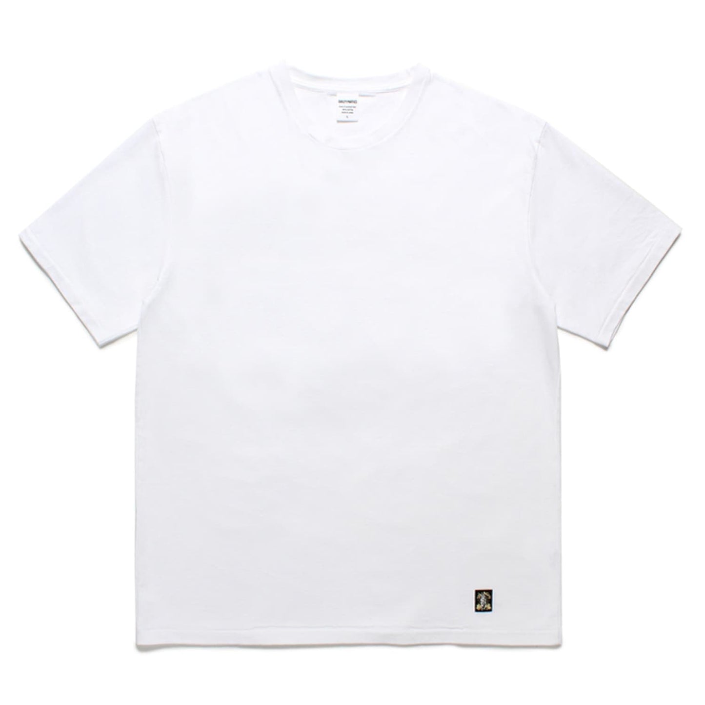 WACKO MARIA2024年春夏コレクション-背中にカレッジロゴ風のプリントを施したウォッシュドヘビーウエイトTシャツ (タイプ5) 24SS-WMT-WT05-WHITE-FRONT