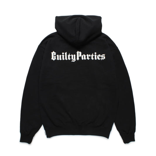 WACKO MARIA(ワコマリア)2025年春夏コレクション「天国東京」より、HEAVY WEIGHT ZIP HOODED SWEAT SHIRT TYPE-6 25SS-WMC-SS14 ブラックを入荷。背中に「Guilty Parties」のロゴ刺繍。
