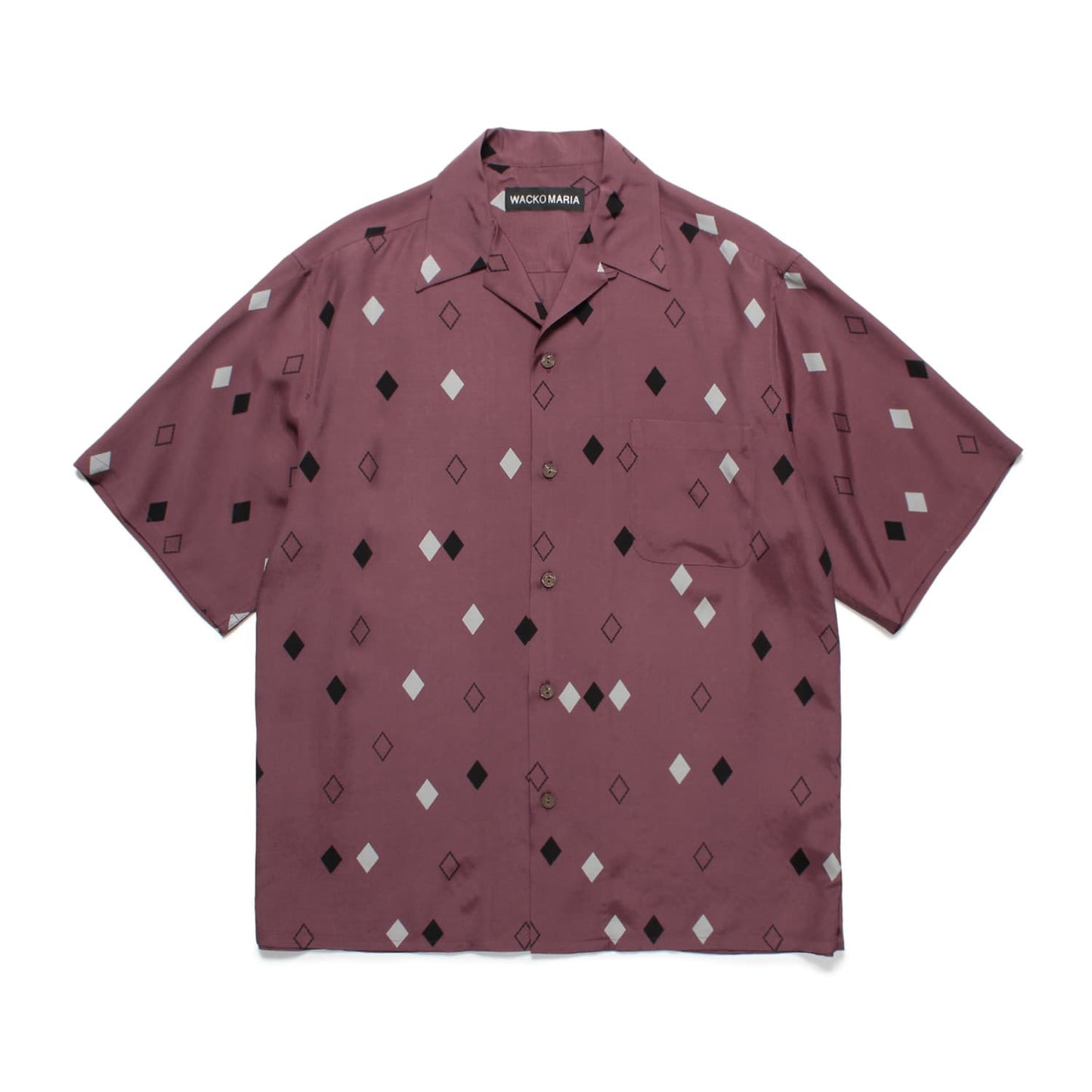 WACKO MARIA(ワコマリア)2025年春夏コレクション「天国東京」から、肌触りの良いダイヤ柄のレーヨン生地で製作されたハワイアンシャツ、DIAMOND HAWAIIAN SHIRT 25SS-WMS-HI03 パープル