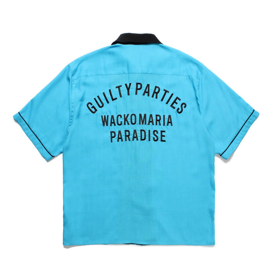 背中には「GUILTY PARTIES」をアーチ形で、「WACKO MARIA PARADISE」を刺繍。
袖口には黒のパイピング。