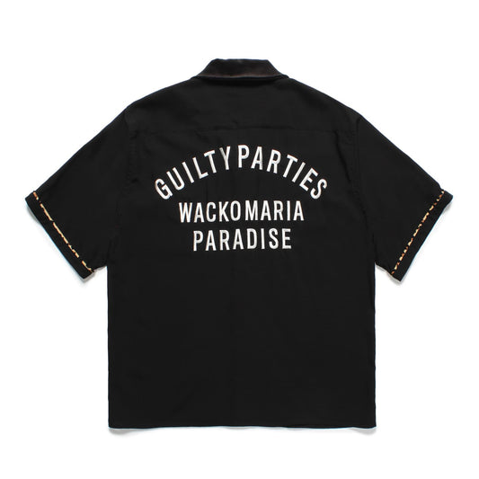 背中には「GUILTY PARTIES」をアーチ形で、「WACKO MARIA PARADISE」を刺繍。
袖口にはレオパードのパイピング。