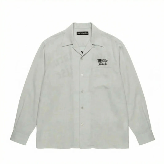 WACKO MARIA(ワコマリア)2026年春夏コレクション「天国東京」から、長袖50's SHIRT L/S (TYPE-2) 26SS-WMS-OC06をライトグレーを入荷。
柔らかな手触りのテンセル生地に、左胸には「WACKO MARIA」の刺繍。