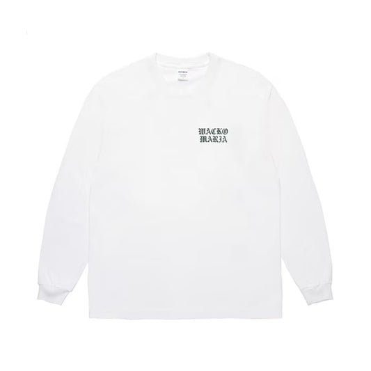 WACKO MARIA(ワコマリア)2026年春夏先行コレクション「天国東京」から、WASHED HEAVY WEIGHT LONG SLEEVE T-SHIRT (TYPE-2) 26SSE-WMT-LT05のホワイト。前面