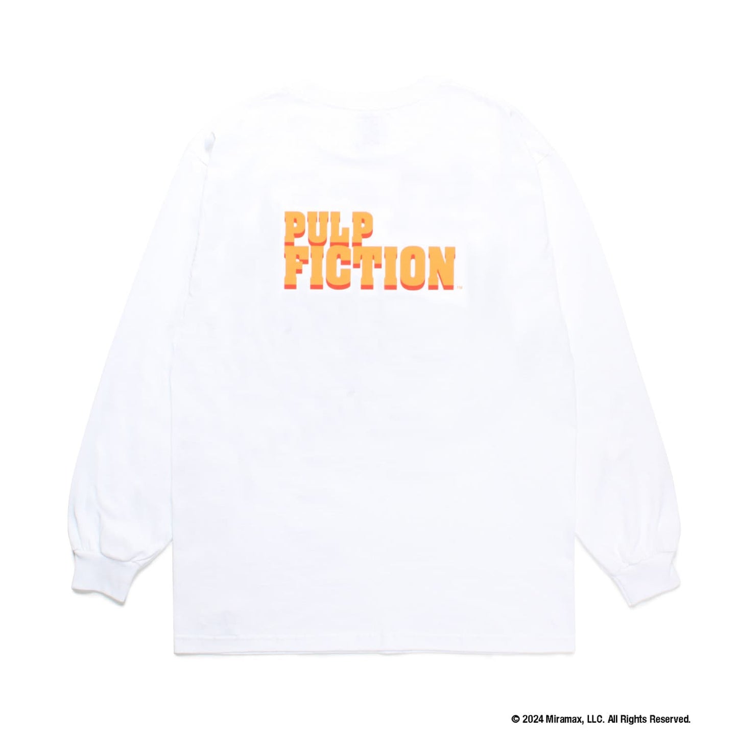 WACKO MARIA(ワコマリア)2024年 秋冬コレクション「天国東京」から、クエンティン・タランティーノ監督作クライムムービー「PULP FICTION(パルプフィクション)」とのオフィシャルコラボレーションロングスリーブTシャツPULP FICTION / LONG SLEEVE T-SHIRT TYPE-1 PF-WM-LT01のホワイトを入荷致しました。
背面には「PULP FICTION」のロゴをプリント。