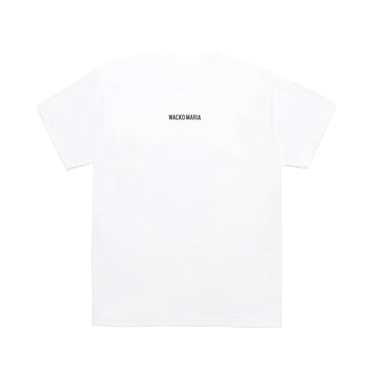 WACKO MARIA(ワコマリア)2025年秋冬先行コレクションから、映画「THE DARK KNIGHT TRILOGY」とのオフィシャルコラボレーションTシャツ、THE DARK KNIGHT TRILOGY / T-SHIRT (TYPE-1) TDKT-WM-TEE09のホワイト。背中にWACKO MARIAのロゴ刺繍。