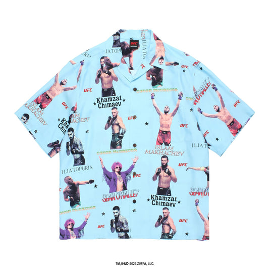 WACKO MARIA(ワコマリア)2026年春夏コレクション「天国東京」から、アメリカの総合格闘技団体の「UFC」とのオフィシャルコラボレーションハワイアンシャツ、UFC / HAWAIIAN SHIRT UFC-WM-HI01 ブルー