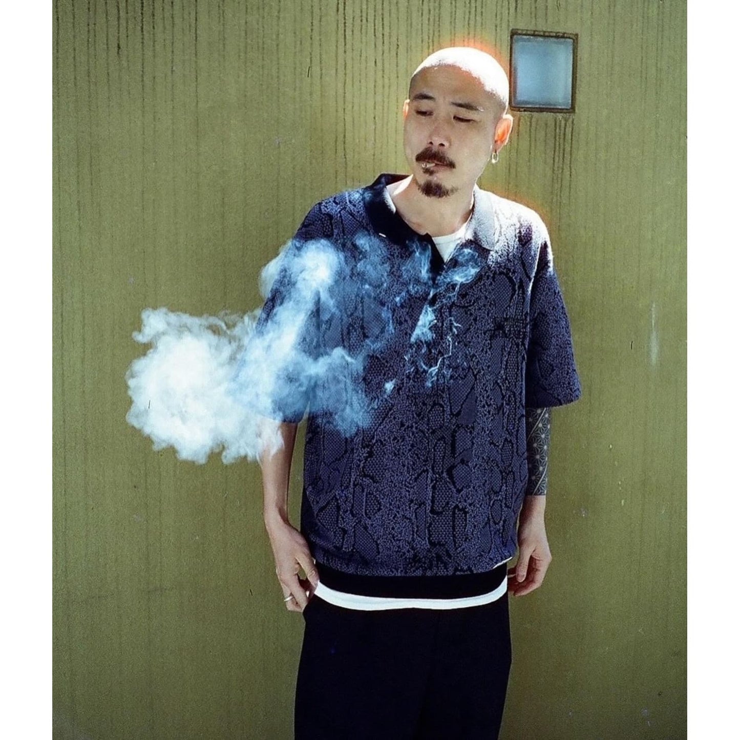 WACKO MARIA | PYTHON KNIT JACQUARD POLO SHIRT | 24SS-WMK-KN11