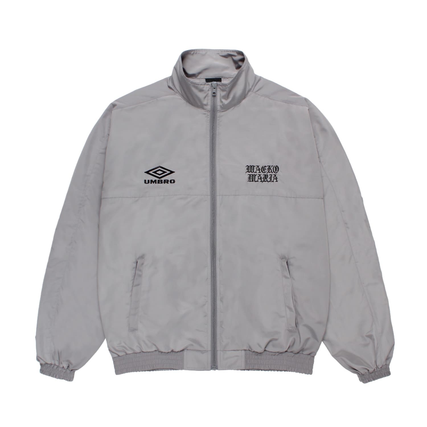 WACKO MARIA（ワコマリア）2026年春夏コレクション「天国東京」から、フットボールブランド「UMBLO（アンブロ）」とのオフィシャルコラボレーショントラックジャケット UMBRO / NYLON&nbsp;TRACK JACKET ( TYPE-1 ) 26SS-WMO-UB01のグレー前面