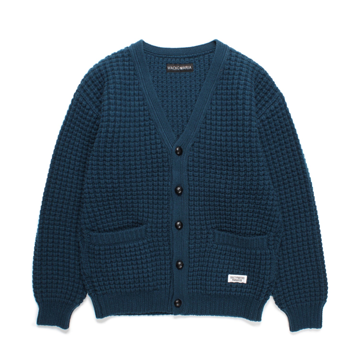 WACKO MARIA(ワコマリア)2024年秋冬コレクション「天国東京」から、カーディガンWAFFLE KNIT CARDIGAN TYPE-1 24FW-WMK-KN02を入荷致しました。太番手の糸でワッフル状に編み上げたカーディガン。グリーン。