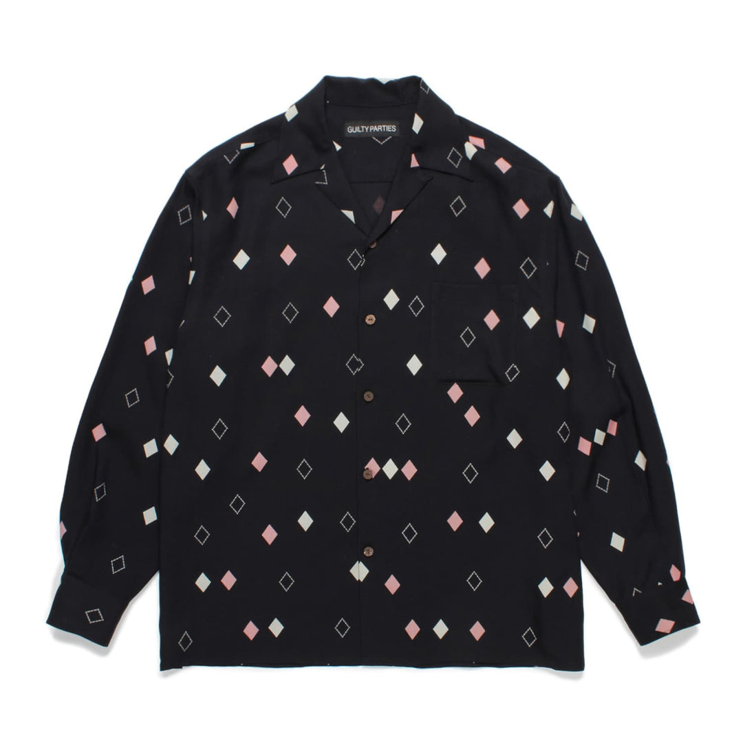 ダイヤ柄長袖ハワイアンシャツ 24FW-WMS-HI04 | ワコマリア2024年秋冬  