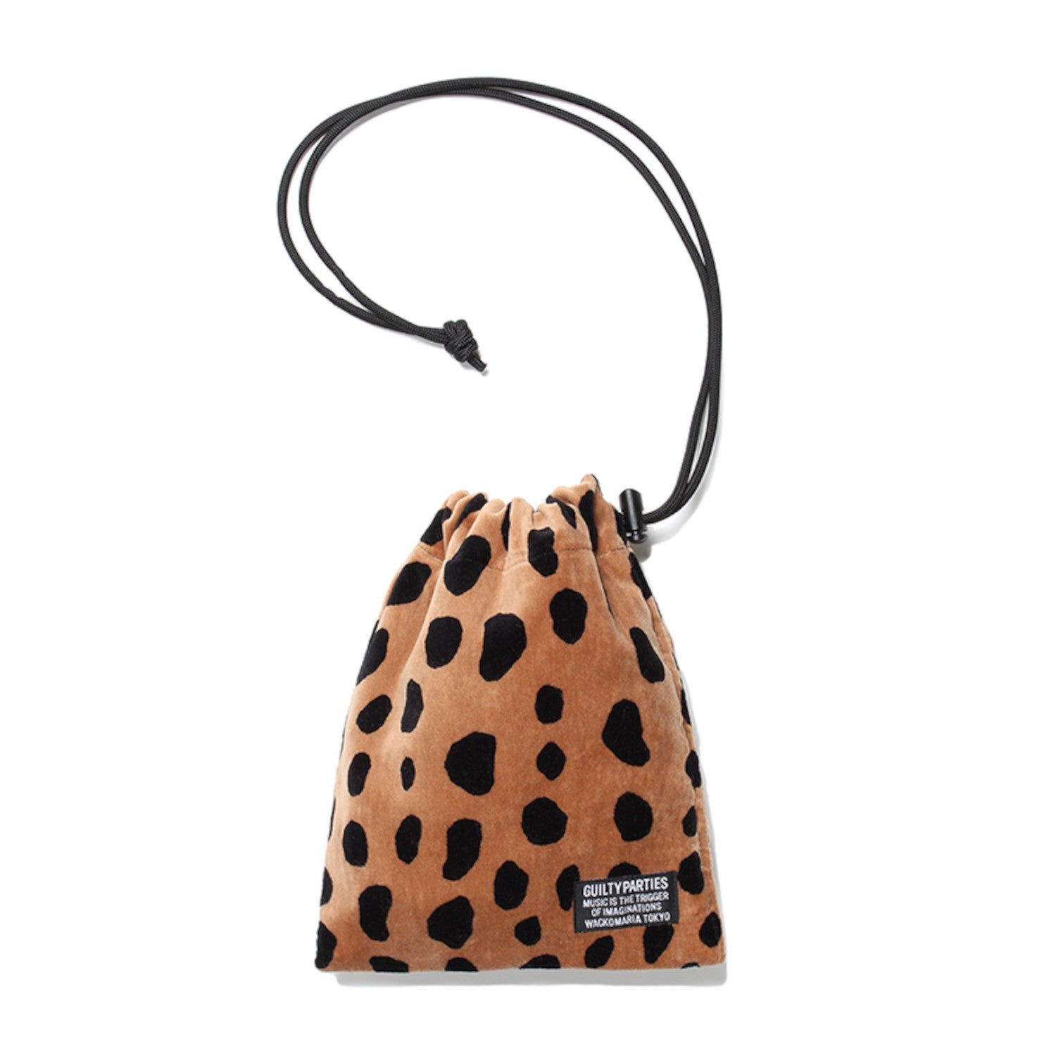 WACKO MARIA | LEOPARD VELOUR DRAWSTRING BAG | 24SS-WMA-BG02 - BEIGE / ONE  SIZE