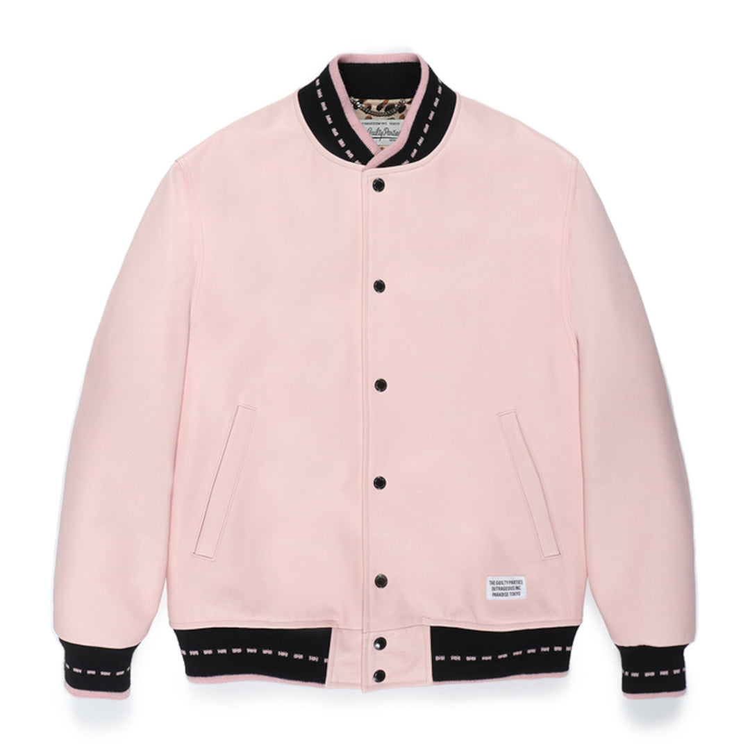 レザーバーシティージャケット (ピンク) 24SS-WMO-BL08 | ワコマリア  