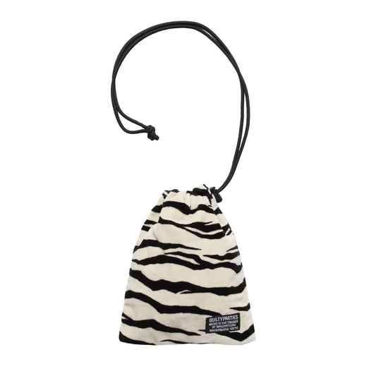 WACKO MARIA（ワコマリア）2025年秋冬コレクション「天国東京」から、トラ柄のベロア生地で製作された巾着型ショルダーポーチTIGER&nbsp;VELVET DRAWSTRING BAG 25FW-WMA-BG19 ホワイトを入荷しました。