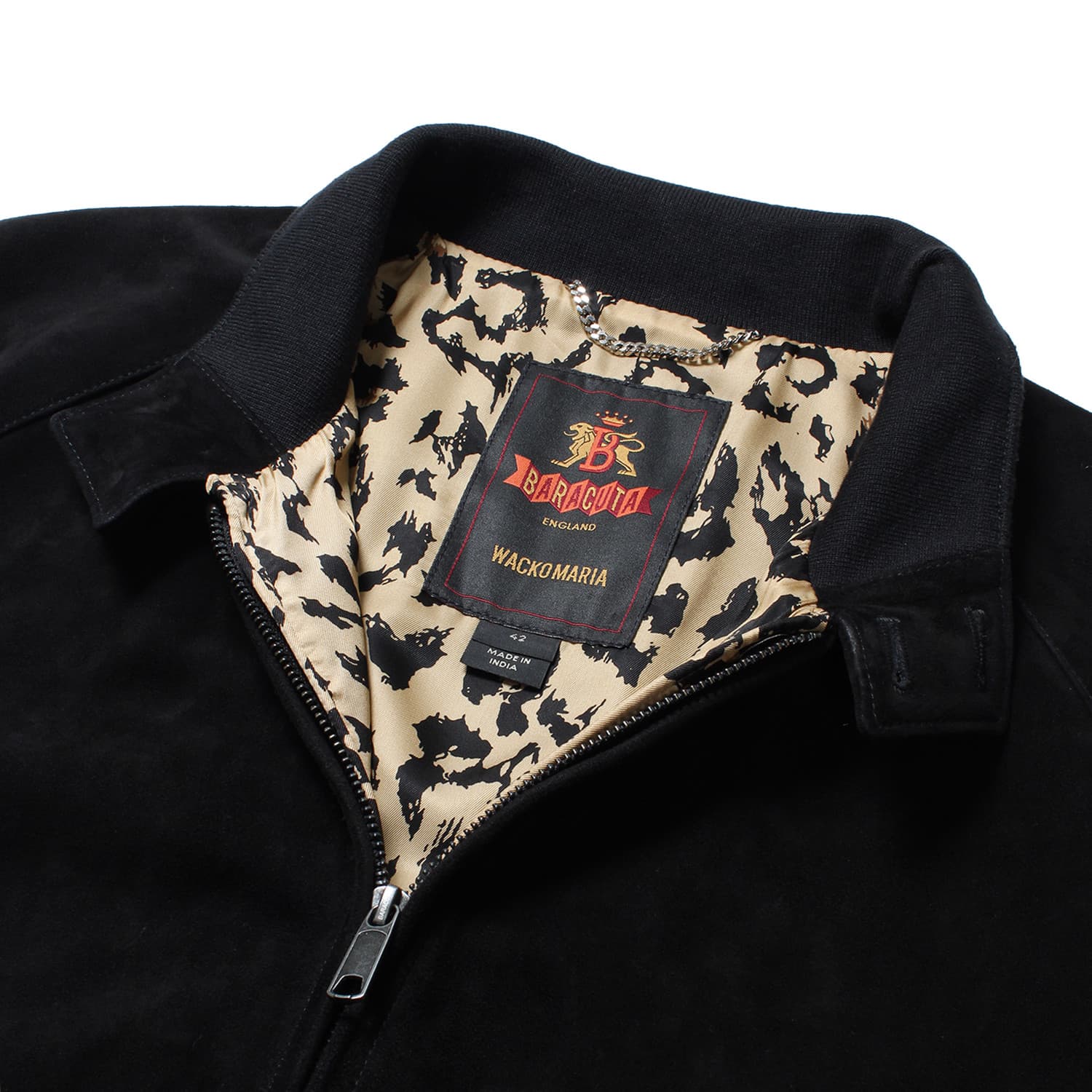 WACKO MARIA（ワコマリア）2025年秋冬コレクション「天国東京」から、イギリス発のブランド「BARACUTA (バラクータ」とのオフィシャルコラボレーションで制作された BARACUTA / SUEDE G9 HARRINGTON JACKET 25FW-WMO-BC01 ブラックを入荷。UP1