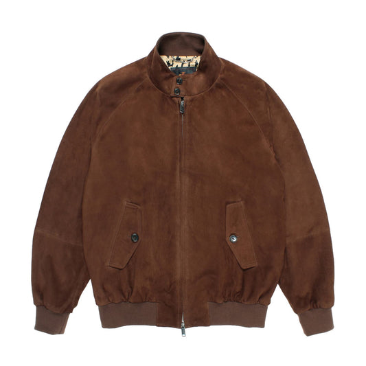 WACKO MARIA（ワコマリア）2025年秋冬コレクション「天国東京」から、イギリス発のブランド「BARACUTA (バラクータ」とのオフィシャルコラボレーションで制作された BARACUTA / SUEDE G9 HARRINGTON JACKET 25FW-WMO-BC01 ブラウンを入荷。前面