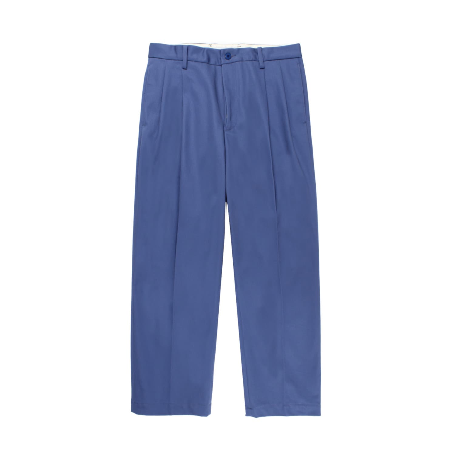 WACKO MARIA（ワコマリア）2025年秋冬コレクション「天国東京」から、ハリとコシのあるコットン100%の生地で仕立てたチノトラウザーDOUBLE PLEATED CHINO TROUSERS（通称ツータックチノ）25FW-WMP-PT01のブルーを入荷しました。前面