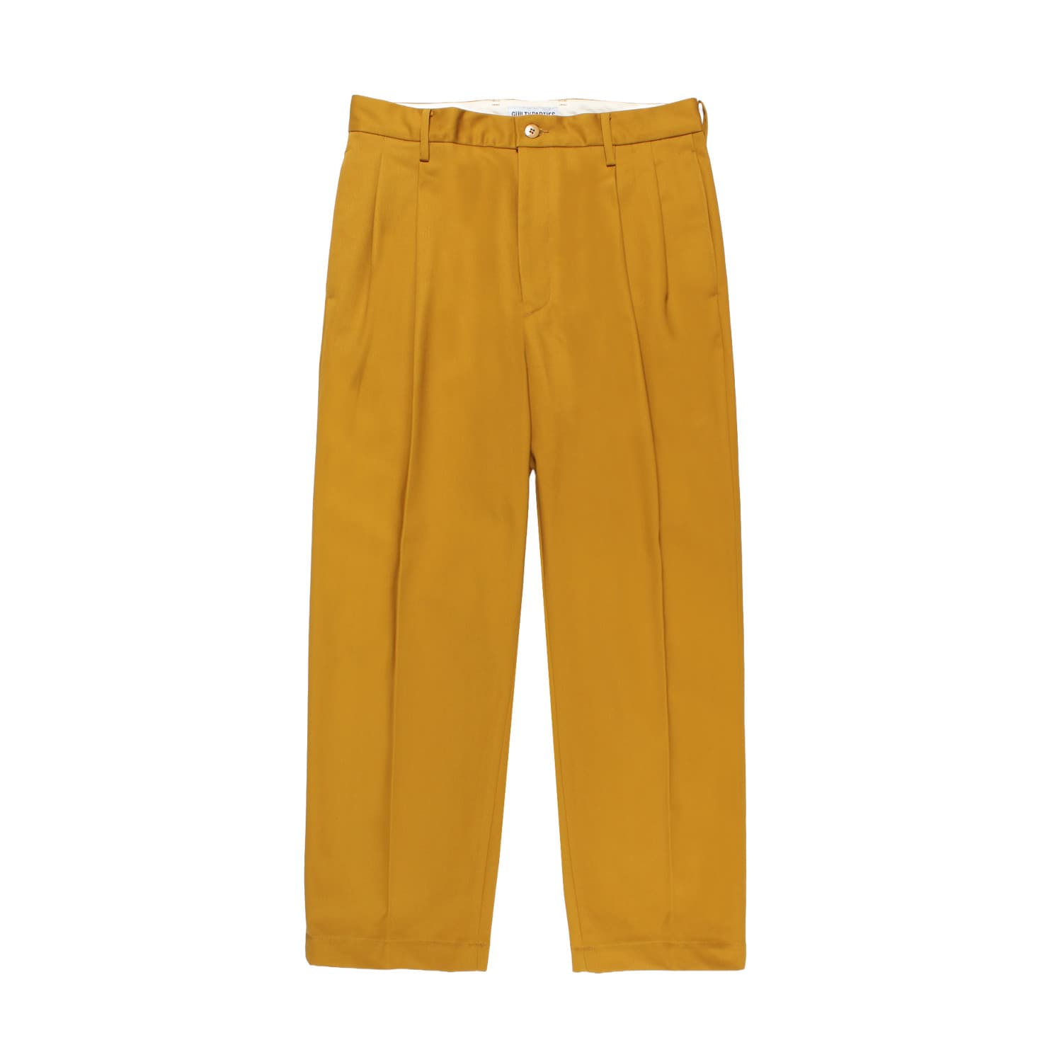 WACKO MARIA（ワコマリア）2025年秋冬コレクション「天国東京」から、ハリとコシのあるコットン100%の生地で仕立てたチノトラウザーDOUBLE PLEATED CHINO TROUSERS（通称ツータックチノ）25FW-WMP-PT01のイエローを入荷しました。前面