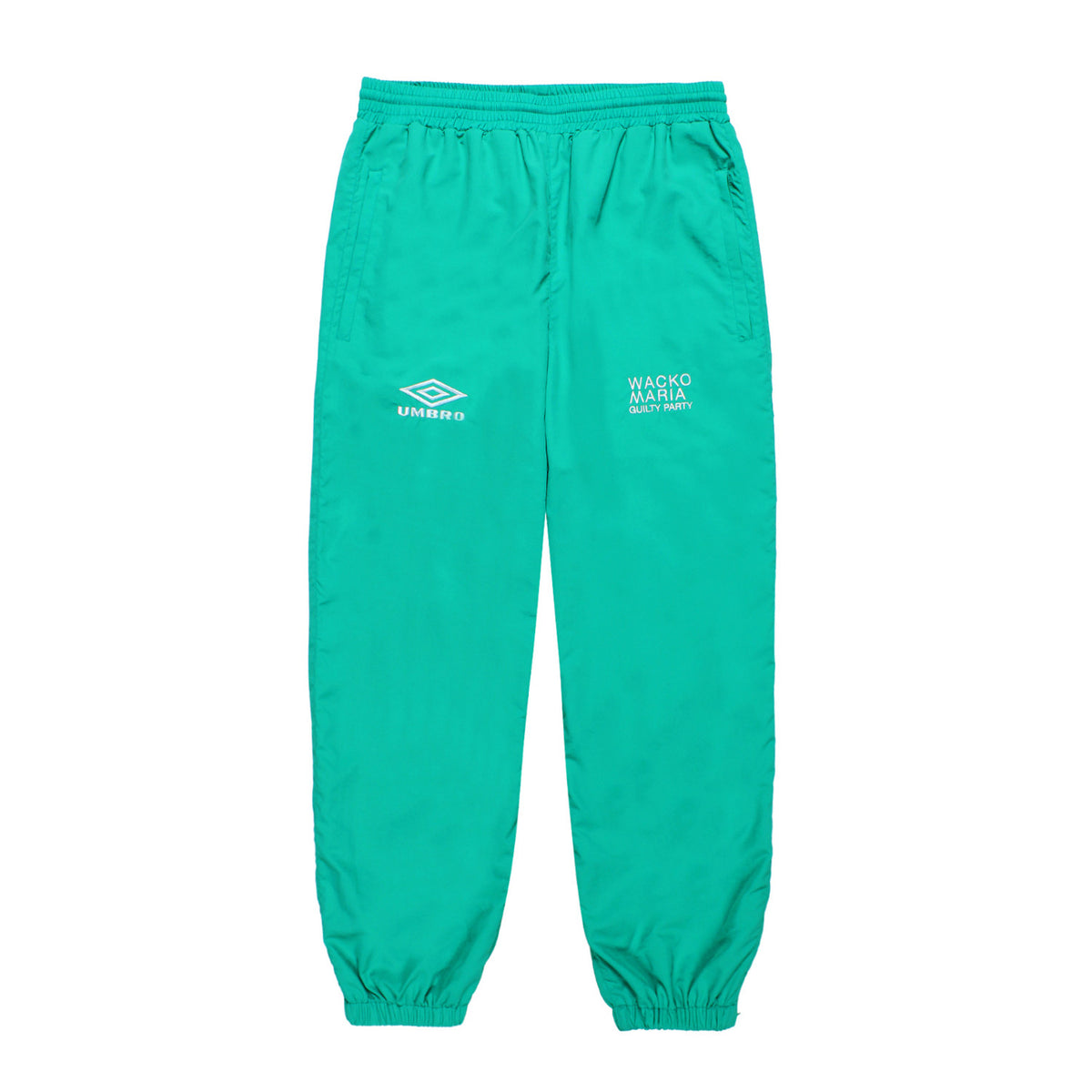 WACKO MARIA（ワコマリア）2026年秋冬コレクション「天国東京」から、フットボールブランド「UMBRO（アンブロ）」とのオフィシャルコラボレーショントラックパンツUMBRO / TRACK PANTS 26FW-WMO-UB02のミント前面