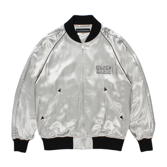 WACKO MARIA（ワコマリア）2026年春夏コレクション「天国東京」から、SOUVENIR JACKET 26SS-WMO-BL11のシルバーを入荷致しました。
左胸に「WACKO MARIA」のロゴ刺繍。
両脇のポケットはクレセントポケット仕様。襟から袖にかけパイピング。