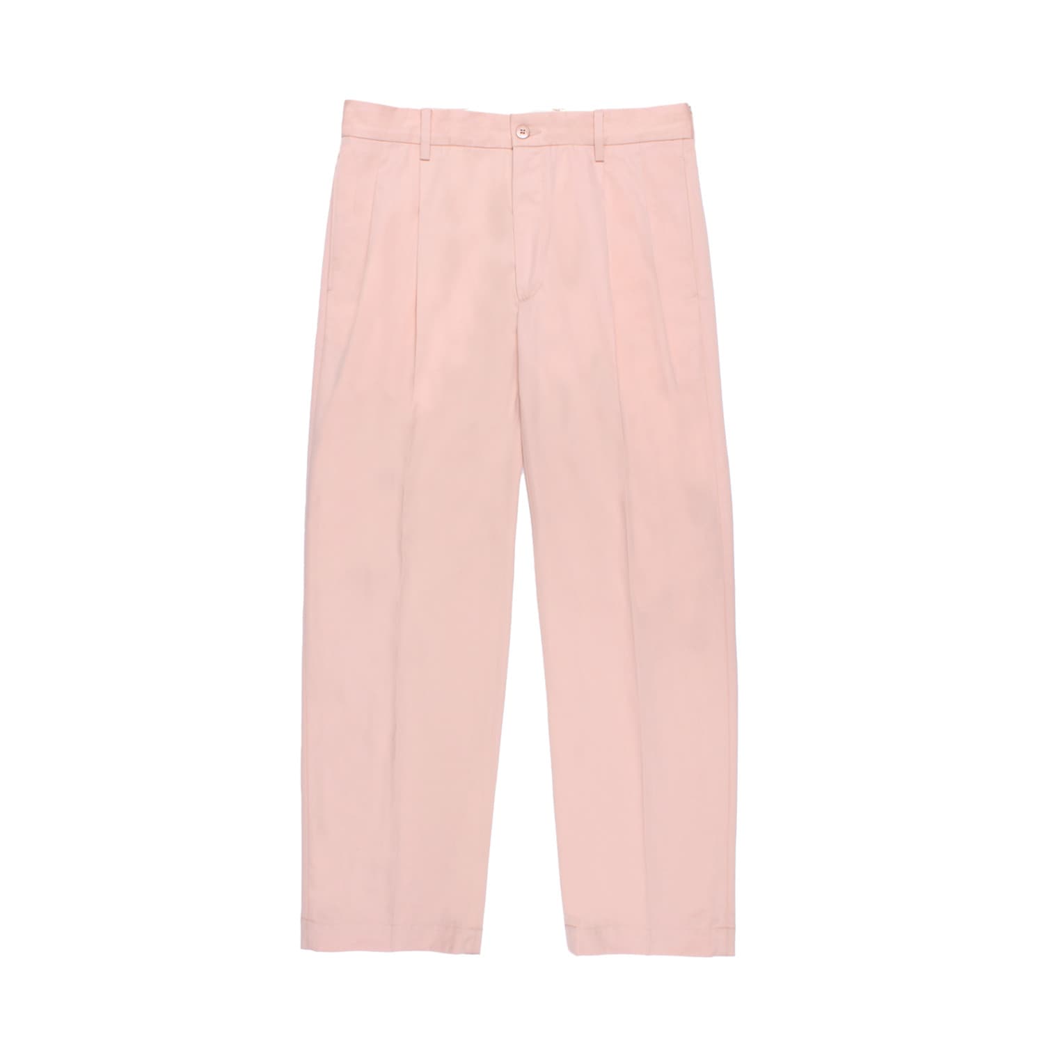 WACKO MARIA（ワコマリア）2026年春夏コレクション「天国東京」から、イタリアの世界的な老舗リネンメーカーSOLBIATI(ソルビアッティ)社とのコラボレーショントラウザー SOLBIATI / DOUBLE PLEATED TROUSERS | 26SS-WMP-PT10のピンク。前面