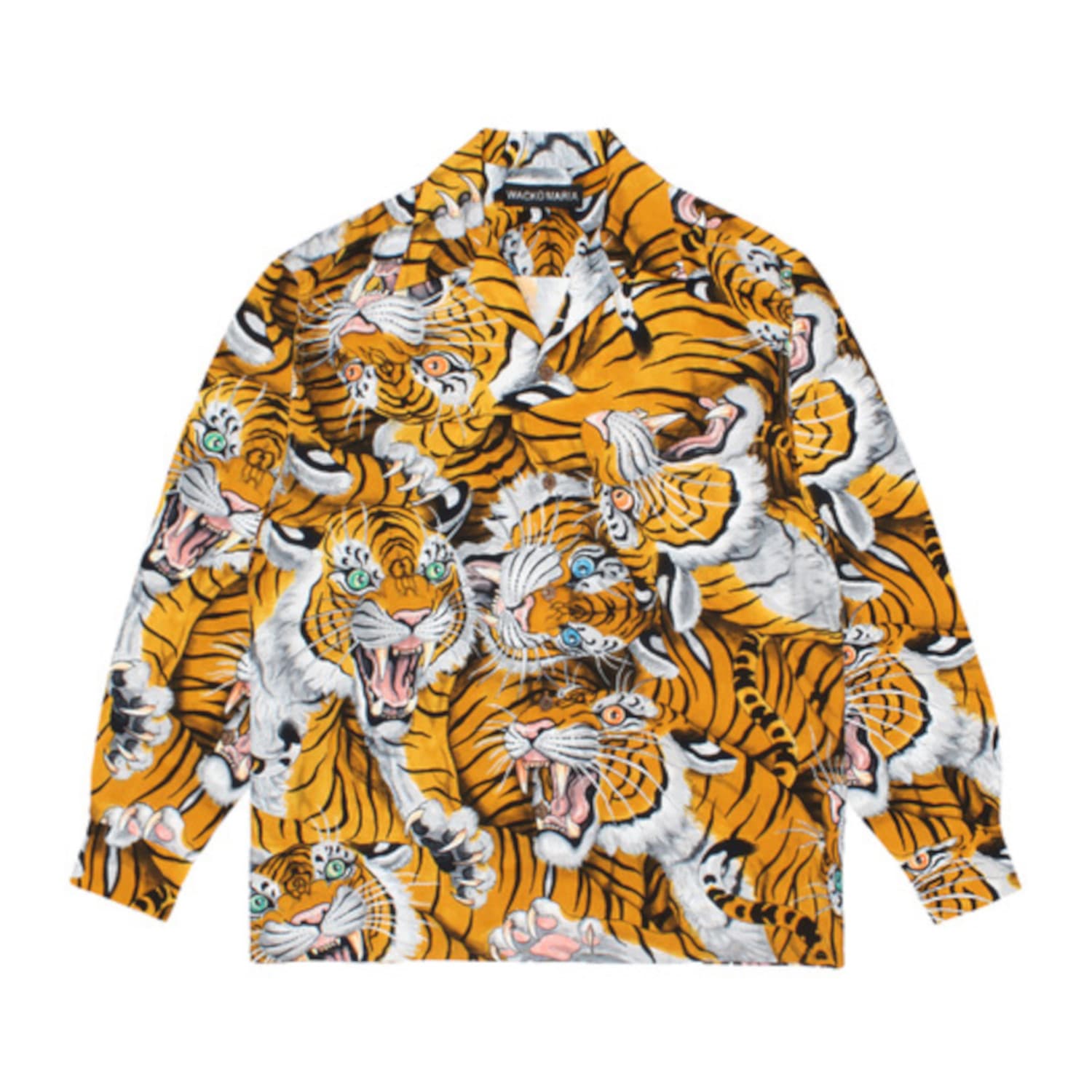 WACKO MARIA(ワコマリア)2026年春夏先行コレクションから、TIM LEHI(ティムリーハイ)オフィシャルコラボレーション長袖ハワイアンシャツ、TIM LEHI / HAWAIIAN SHIRT L/S&nbsp; 26SSE-WMS-HI03 イエロー。前面