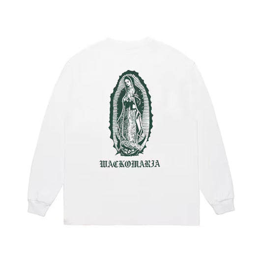 WACKO MARIA（ワコマリア）2026年春夏先行コレクション「天国東京」から、WASHED HEAVY WEIGHT LONG SLEEVE&nbsp;T-SHIRT (TYPE-2) 26SSE-WMT-LT05のホワイト。背面