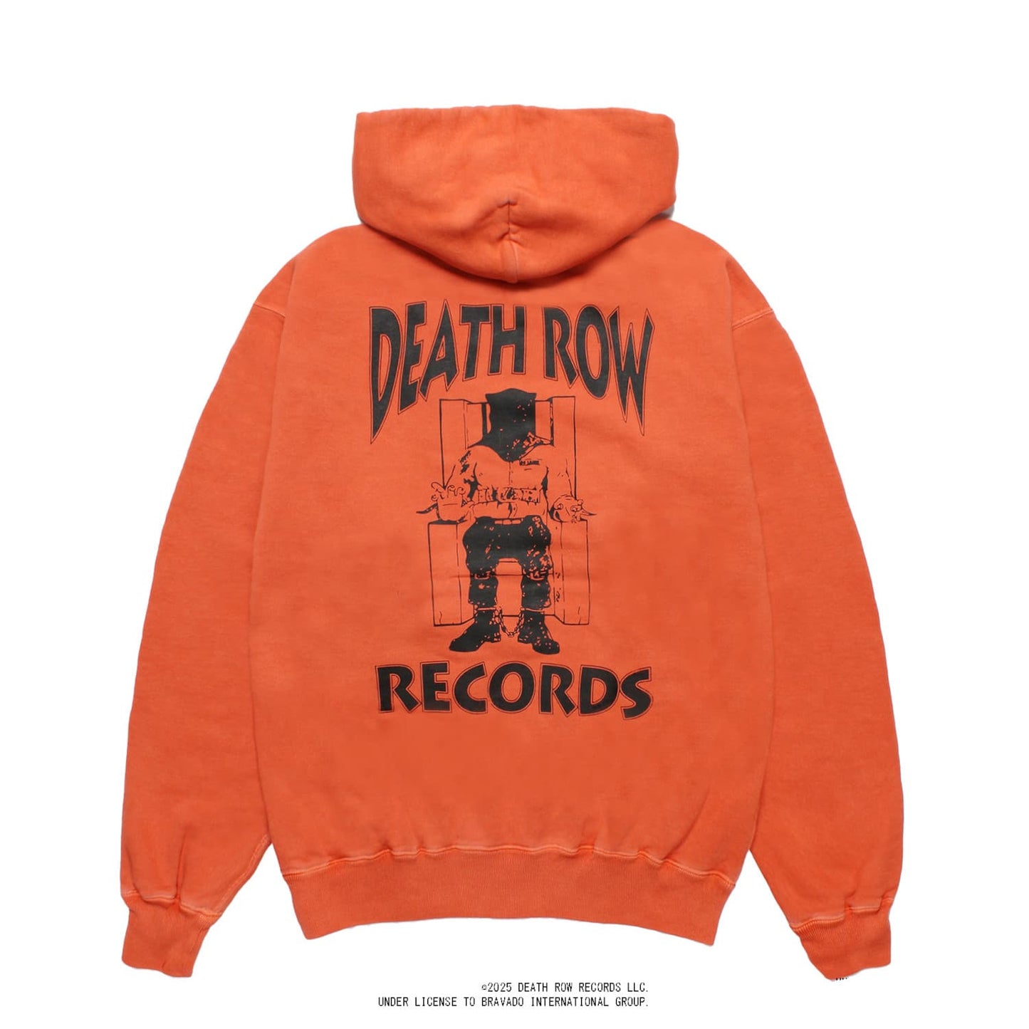 WACKO MARIA（ワコマリア）2025年秋冬コレクション「天国東京」より、スヌープ・ドッグが代表を務めるアメリカのヒップホップレコードレーベルDEATH ROW RECORDS(デスロウレコード)とのオフィシャルコラボレーションスウェットパーカー DEATH ROW RECORDS / GARMENT DYED HOODED SWEAT SHIRT DEATHROW-WM-SS02 オレンジ背面