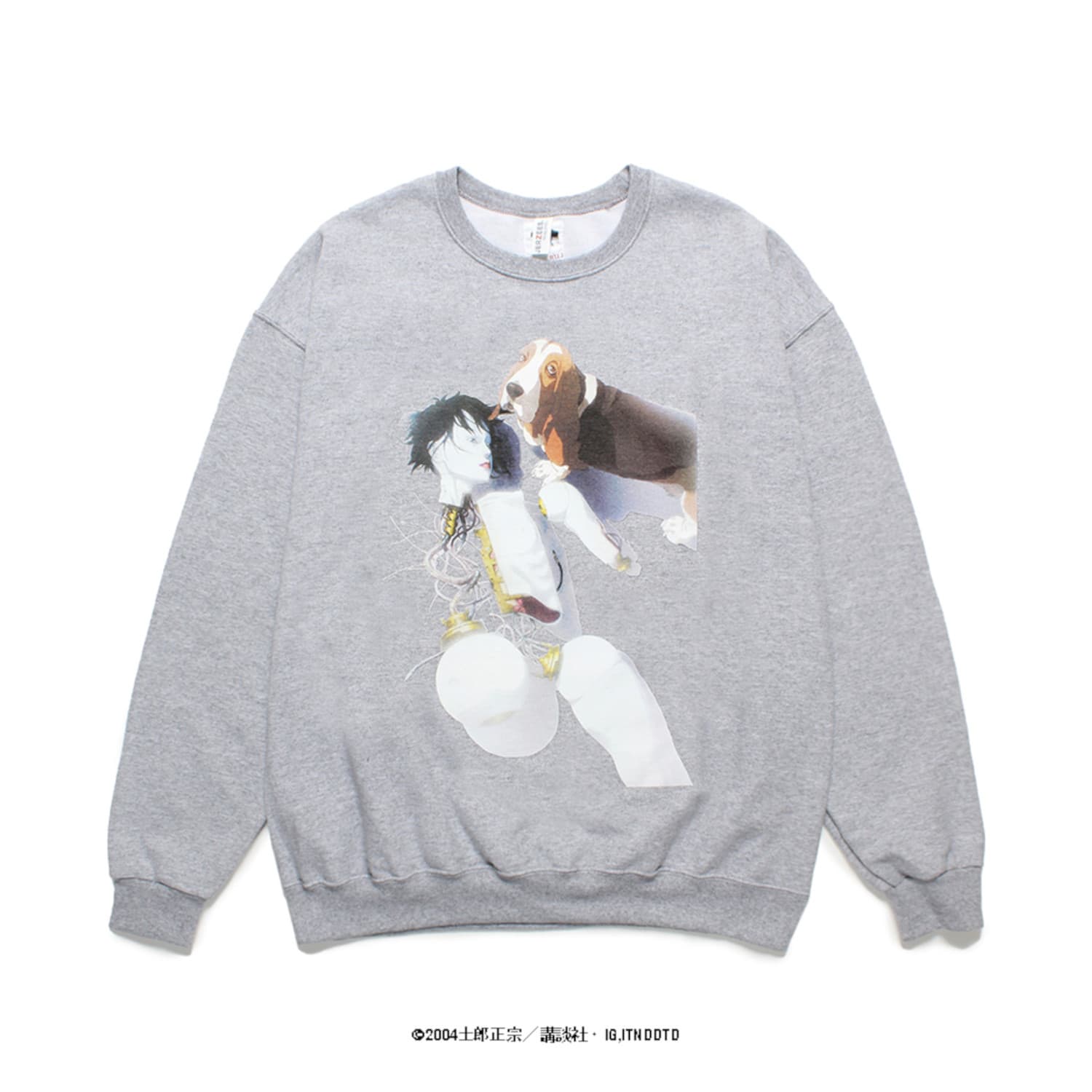 WACKO MARIA2024年春夏コレクション-GHOST IN THE SHELL 2 SWEAT (TYPE-1)-INNOCENCE-WM-SS01-GRAY-FRONT