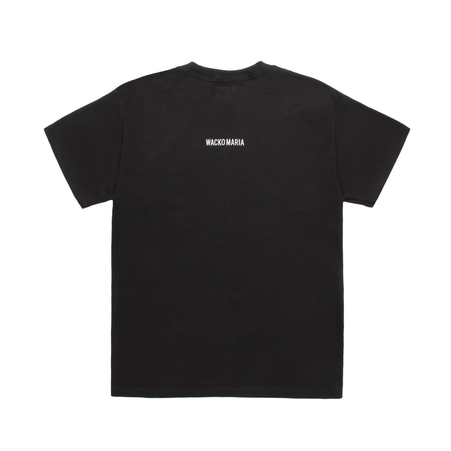 WACKO MARIA(ワコマリア)2025年秋冬先行コレクションから、映画「THE DARK KNIGHT TRILOGY」とのオフィシャルコラボレーションTシャツ、THE DARK KNIGHT TRILOGY / T-SHIRT (TYPE-1) TDKT-WM-TEE09のブラック。背中にWACKO MARIAのロゴ刺繍。