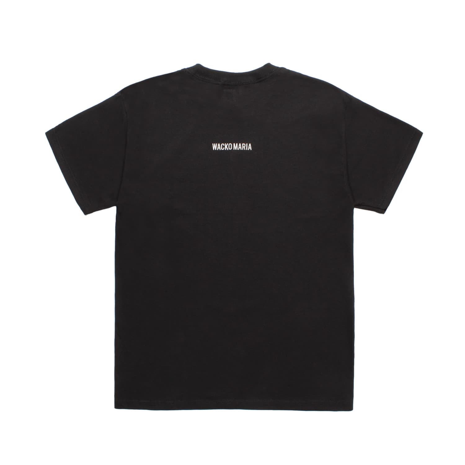 WACKO MARIA(ワコマリア)2025年秋冬先行コレクションから、映画「THE DARK KNIGHT TRILOGY」とのオフィシャルコラボレーションTシャツ、THE DARK KNIGHT TRILOGY / T-SHIRT (TYPE-1) TDKT-WM-TEE09のブラック。背中にWACKO MARIAのロゴ刺繍。