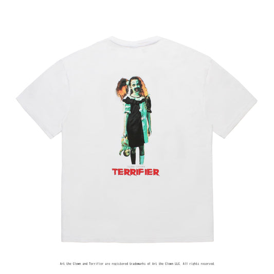 WACKO MARIA（ワコマリア）2025年秋冬コレクション「天国東京」から、スラッシャーホラー映画「TERRIFIER（テリファー）」とのオフィシャルコラボレーションTシャツ、TERRIFIER / WASHED HEAVY WEIGHT T-SHIRT (TYPE-4) TERRIFIER-WM-WT04のホワイト背面