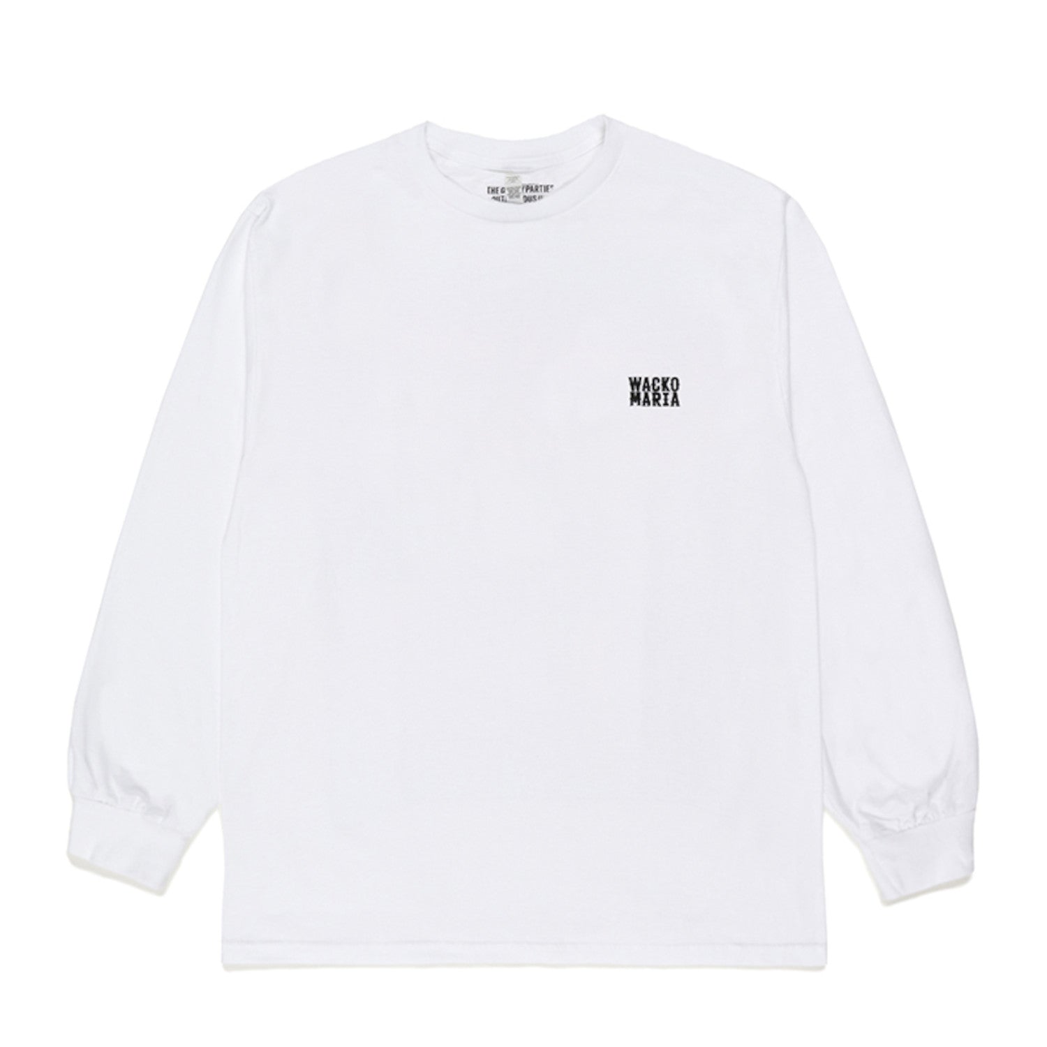 左胸にワコマリアのロゴ刺繡を施したロングスリーブTシャツ  23SS-WMT-LT01-WHITE