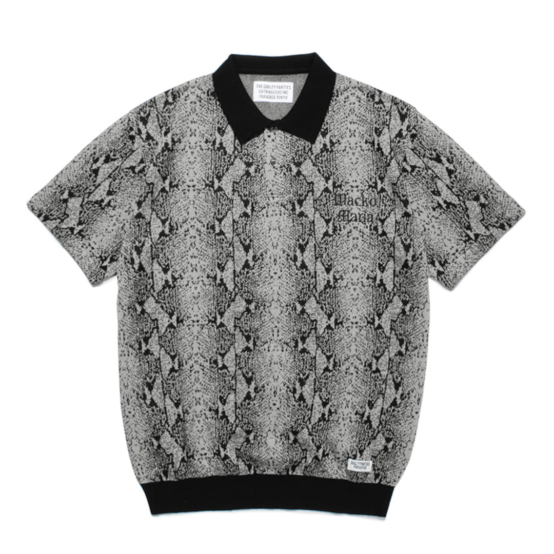パイソンニットジャガードポロシャツ (グレー) 23SS-WMK-KN10 